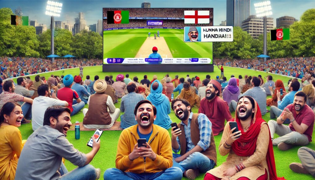 Public Enjoying England vs Afghanistan Match on Big Screen